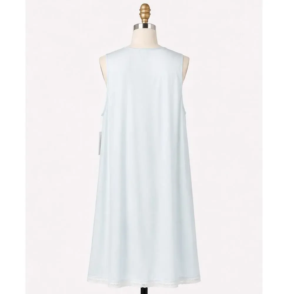 Barbizon Womens Blue Embroidered Vintage Nightgown Nightie Petite Small NWT